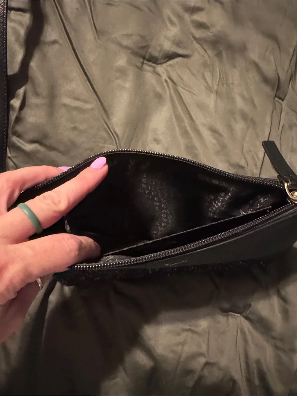 kate spade black crossbody with glitter trim